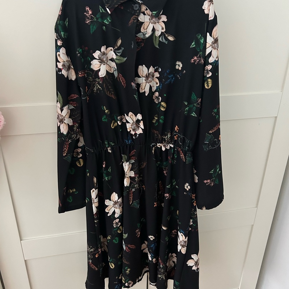 Floral Black Mini Dress
